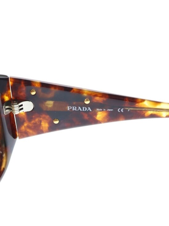 Prada Triangle Plate Sunglasses Brown Frame Gradient Lens 59 15 Gold Eyewear